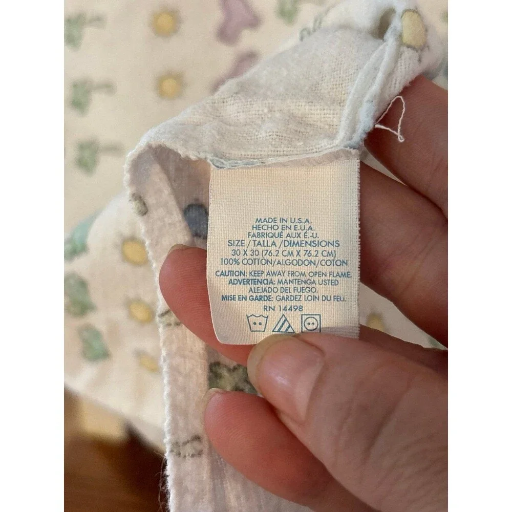 Carter’s John Lennon animals flannel receiving baby swaddle blanket vtg y2k
